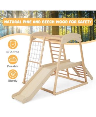 6-in-1 Indoor Jungle Gym Wooden Playground Climber Playset for Kids 1+ Years