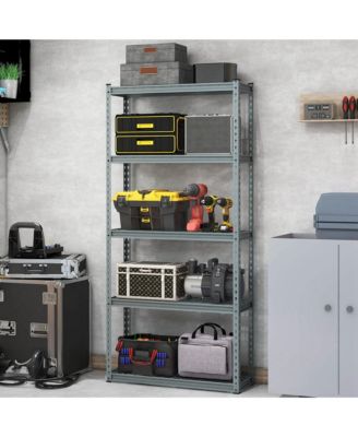 4 PCS 5-Tier Heavy Duty Storage Shelf Storage Utility Rack Shelf with Anti-tipping Device