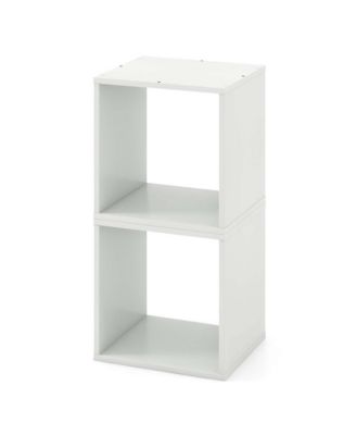 Stackable Storage Cube Organizer with 2 Free-Standing Bookcase Units