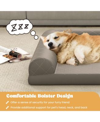 Orthopedic Dog Bed Medium Small Dogs with 3-Side Bolster Non-Slip Bottom Zippers