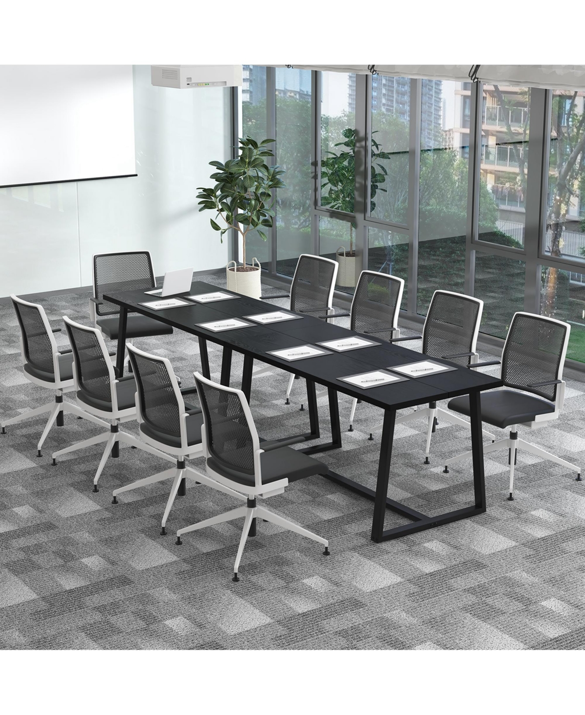 Costway Large Dining Table for 4-6 People with Heavy-duty Metal Frame Modern