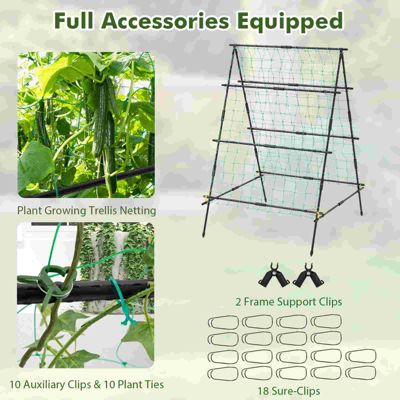 Cucumber Trellis Foldable Garden Tunnel Trellis with Adjustable Auxiliary Clips