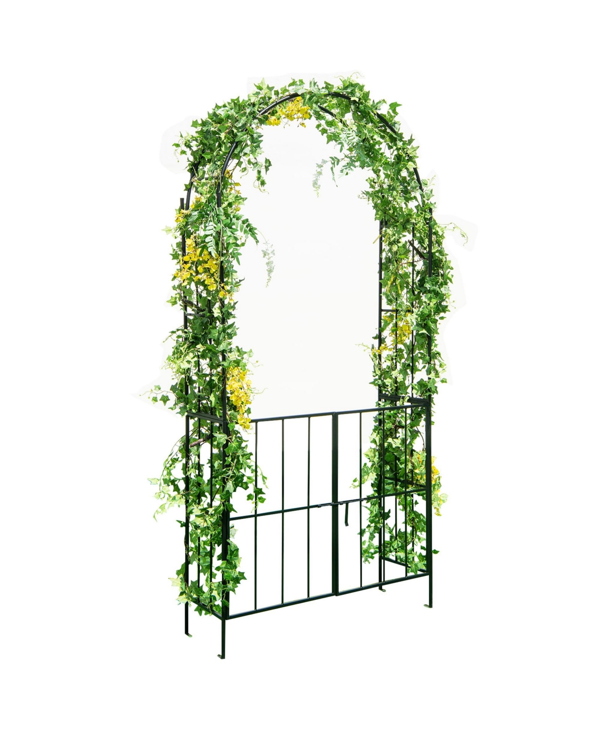 Costway Garden Arch Arbor Trellis with Gate 7.5 Patio Archway Pergola for Wedding
