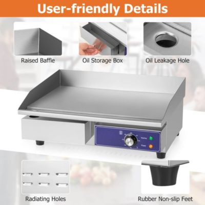 22'' Commercial Electric Griddle 110V 2000W Flat Top Countertop Grill 122 -572 