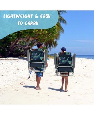 2-Pack Folding Backpack Beach Chair Table Set 5-Position Outdoor Reclining Chair