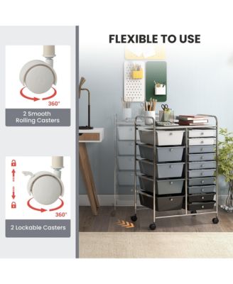 15 Drawer Rolling Storage Cart Tools Scrapbook Paper Office School Organizer