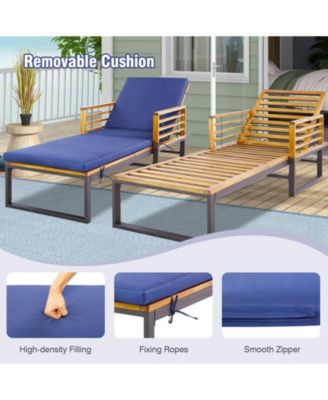 Patio Cushioned Chaise Lounge Chair Adjustable Reclining Lounger 800 lbs