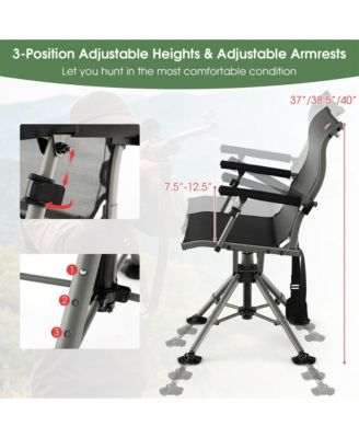 360 Degree Silent Swivel Hunting Chair w/ All-terrain Feet Pads Support 400 LBS