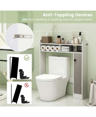 MDF Over-the-Toilet Bathroom Storage Cabinet with Adjustable Shelves