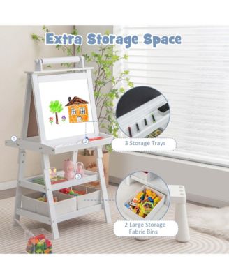 3 in 1 Double-Sided Wooden Kid's Art Easel Whiteboard