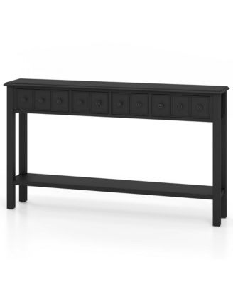60'' Console Table Retro Entryway Sofa Table with 4 Drawers & Open Shelf