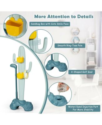 3-in-1 Sports Activity Center w/Golf & Ring-Toss Cactus Toy Stand