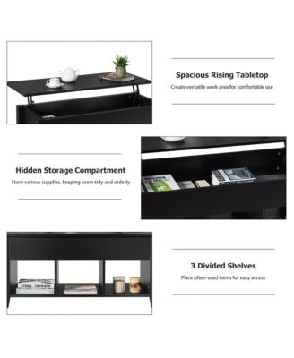Lift Top Coffee Table w/ Storage Compartment Shelf Living Room Furniture
