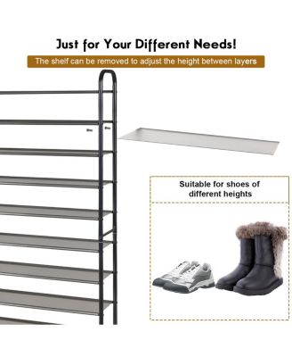 10-Tier Shoe Rack Space-saving Shoe Organizer W/Metal Frame Shoe Tower