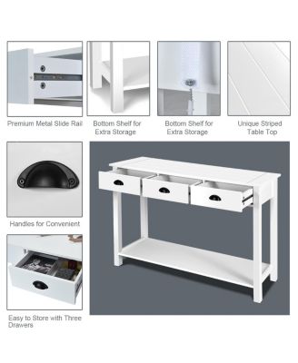 47'' Console Table Hall Table Side Desk Accent Table Drawers Shelf Entryway