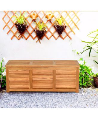 46 Gallon Deck Storage Acacia Wood Organization Toys Cushions Tools