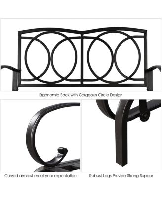 Glider Outdoor Patio Rocking Bench Loveseat Cushioned Seat Steel Frame