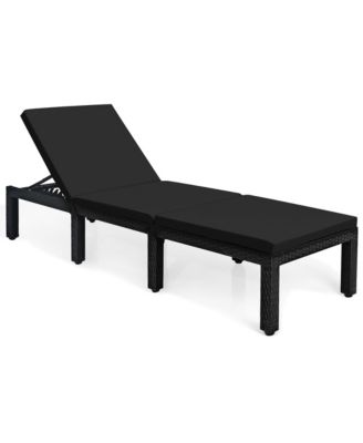 Patio Rattan Lounge Chair Chaise Recliner Adjust Cushion