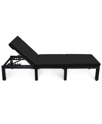 Patio Rattan Lounge Chair Chaise Recliner Adjust Cushion