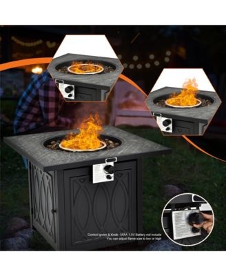 32'' Propane Fire Pit Table Square Tabletop w/Lava Rocks