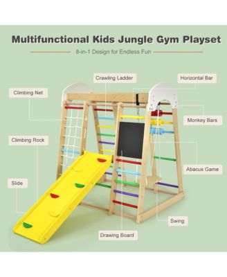 Indoor Playground Climbing Gym Kids Wooden 8 in 1 Climber Playset for Children