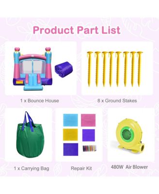 Inflatable Bounce House 3-in-1 Princess Theme Inflatable Castle w/ 480W Blower