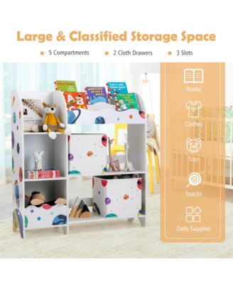 Kids Toy and Book Organizer Children Wooden Storage Cabinet