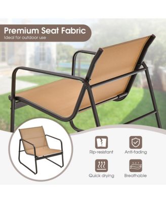 3 Pieces Patio Conversation Set Outdoor Metal Chair and Table Tempered Glass Top