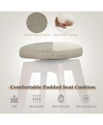 Set of 2 Swivel Bar Stools Upholstered Counter Height Chairs with Rubber Wood Legs