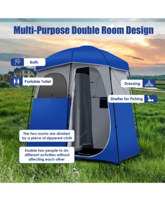 Double-Room Camping Shower Toilet Tent with Floor Oversize Portable Storage Bag