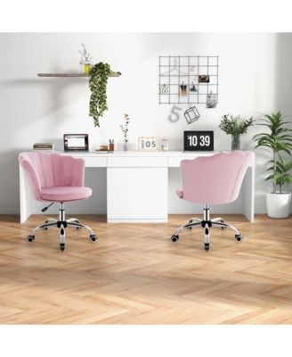 Velvet Petal Shell Office Chair Adjustable Swivel Accent Vanity Armchair