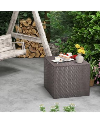 72 Gallon Patio Rattan Wicker Storage Deck Box Container with Liner Garden