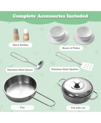 2 in 1 Kids Play Kitchen& Restaurant Double Sided Wooden Kitchen Playset Toddler