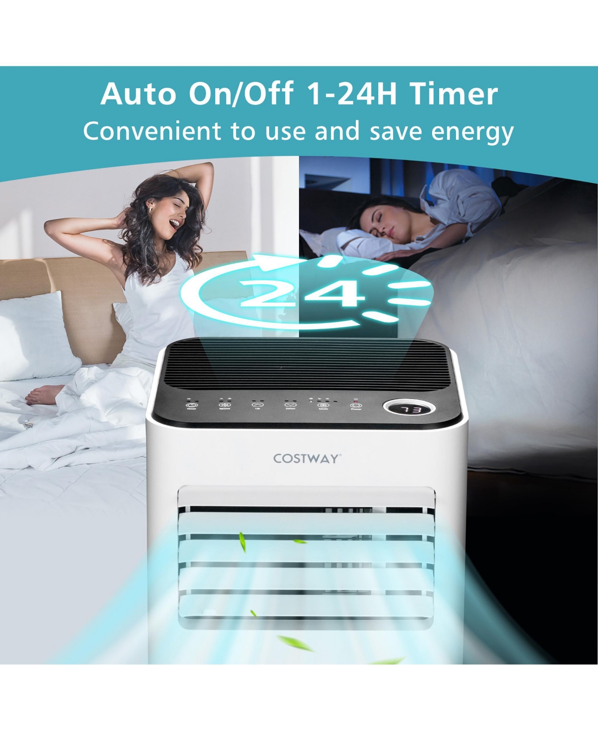 Costway 8000 Btu Portable Air Conditioner 3-in-1 Air Cooler with Fan Dehum Sleep Mode