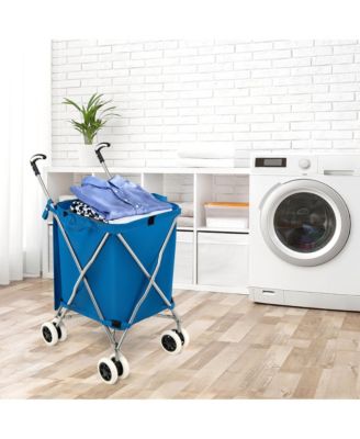 Folding Shopping Cart Utility w/ Water-Resistant Removable Canvas Bag