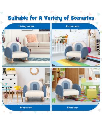 Kids Rocking Chair Children Armchair Velvet Upholstered Sofa w/ Solid Wood Legs
