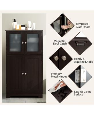 Bathroom Floor Storage Cabinet Kitchen Cupboard w/Doors&Adjustable Shelf