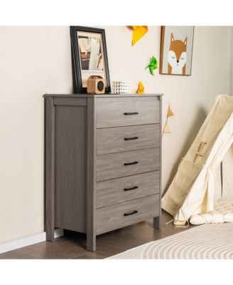 Modern 5 Drawer Chest Storage Dresser Cabinet with Metal Handles