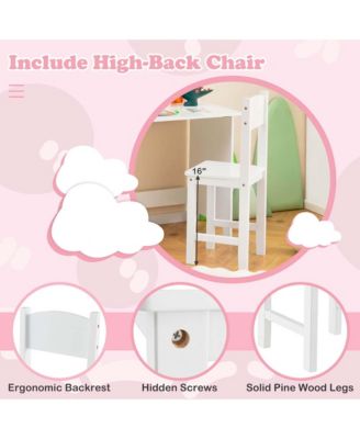 Kids Desk and Chair Set Study Writing Workstation with Bookshelf &amp; Bulletin Board