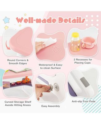 3-Piece Kids Table and Chair Set Toddler Activity Study Desk with Building Blocks