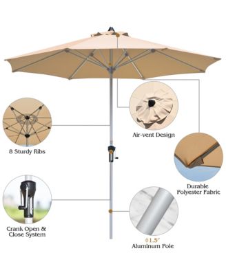 9' Patio Market Umbrella Table Aluminum Crank