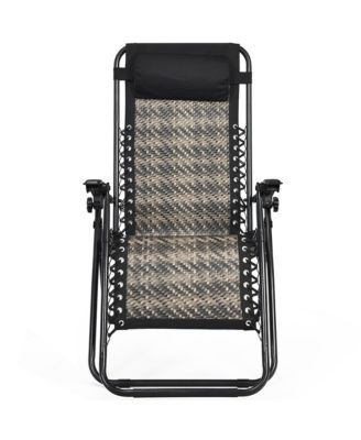 2PCS Patio Rattan Zero Gravity Lounge Chair Folding Recliner Headrest