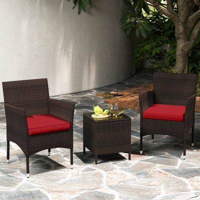 3 PCS PE Rattan Wicker Furniture Sets