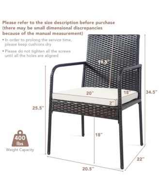 4 PCS Outdoor Patio Rattan Dining Chairs Cushioned Sofa