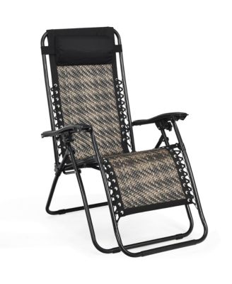 Patio Rattan Zero Gravity Lounge Chair Folding Recliner
