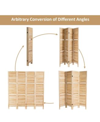 4 Panel Folding Room Divider Screen W/3 Display Shelves 5.6 Ft Tall
