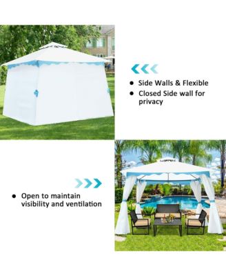 2 Tier 10'x10' Patio Gazebo Canopy Tent Steel Frame Shelter Awning W/Side Walls