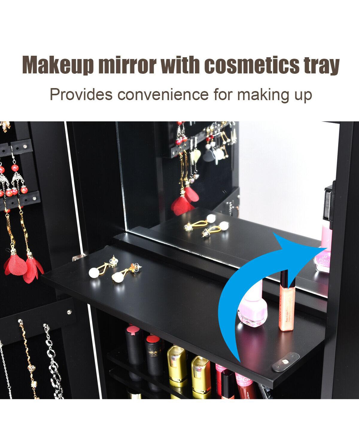 Costway Wall Door Mounted Mirror Jewelry Cabinet Organizer