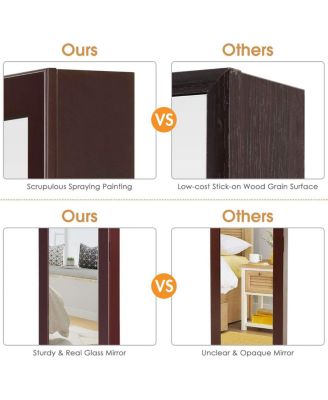 Wall Door Mounted Mirrored Jewelry Cabinet Storage Organizer