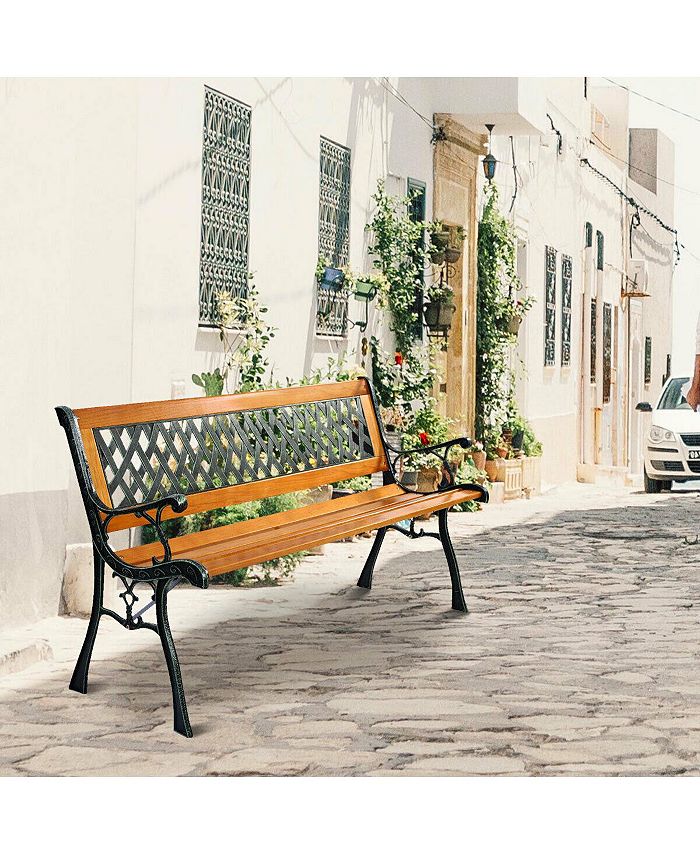 Costway 49 1/2'' Patio Park Garden Bench Porch Path Chair Outdoor Deck